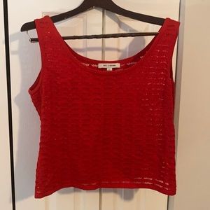 ST. JOHN Red Knit Top Large (L)